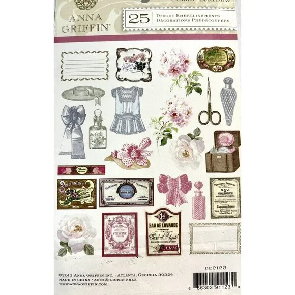 Anna Griffin Elenor Collection 3D Stickers Die Cuts Sentiments 3 pc Lot Retired - Picture 4 of 11